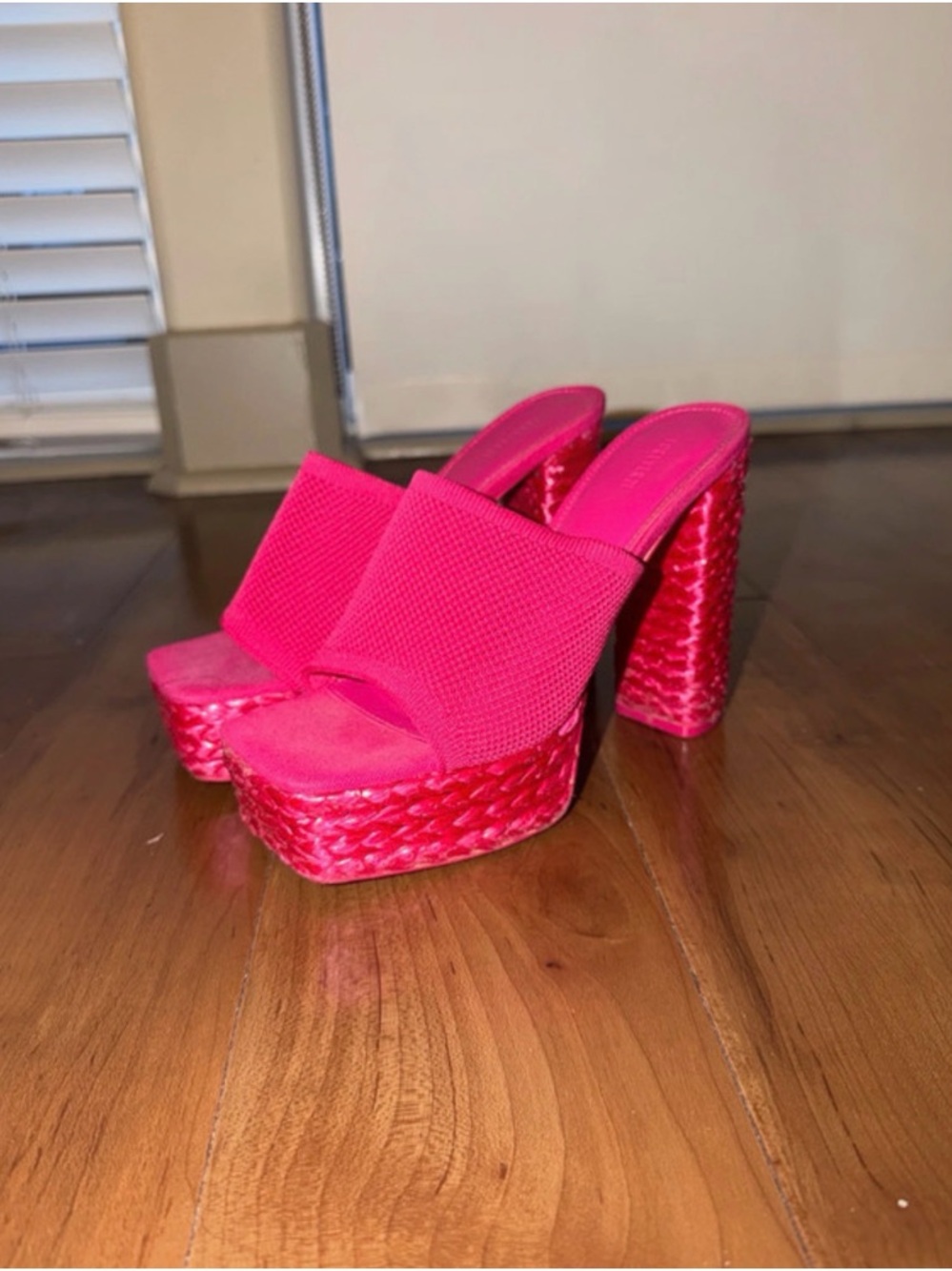 Forever 21 Bright Pink Platform Mule Heels